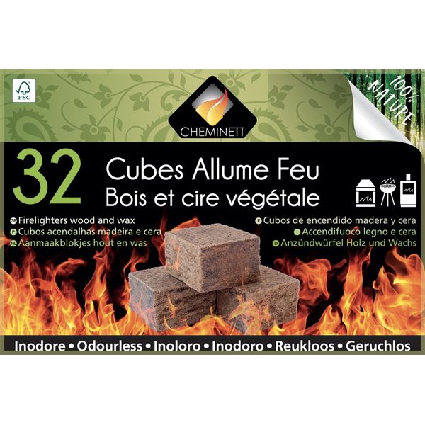 Flam&co - Allume-feu en bois compressé - Tube de 120 cubes - Gamm vert